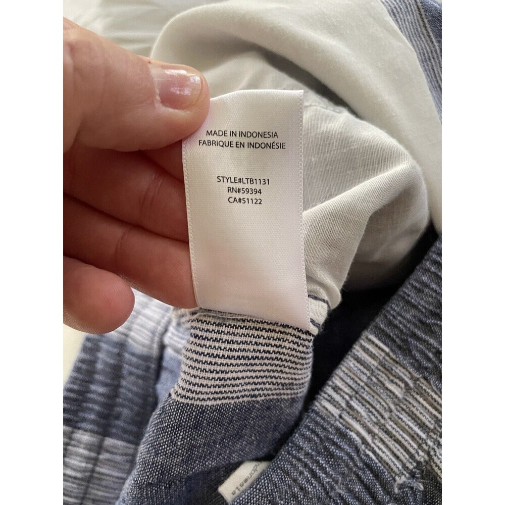 beach lunch lounge Womens Blue/White Stripe Linen Blend Wide Leg Crop Pant Sz M - Picture 6 of 8